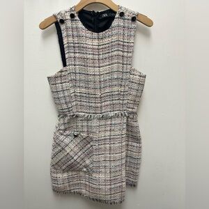 Zara Multicolored Tweed Sleeveless Skort Jumpsuit Romper Size Small